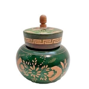 Antique Mexico Hand Carved Wood Trinket Box